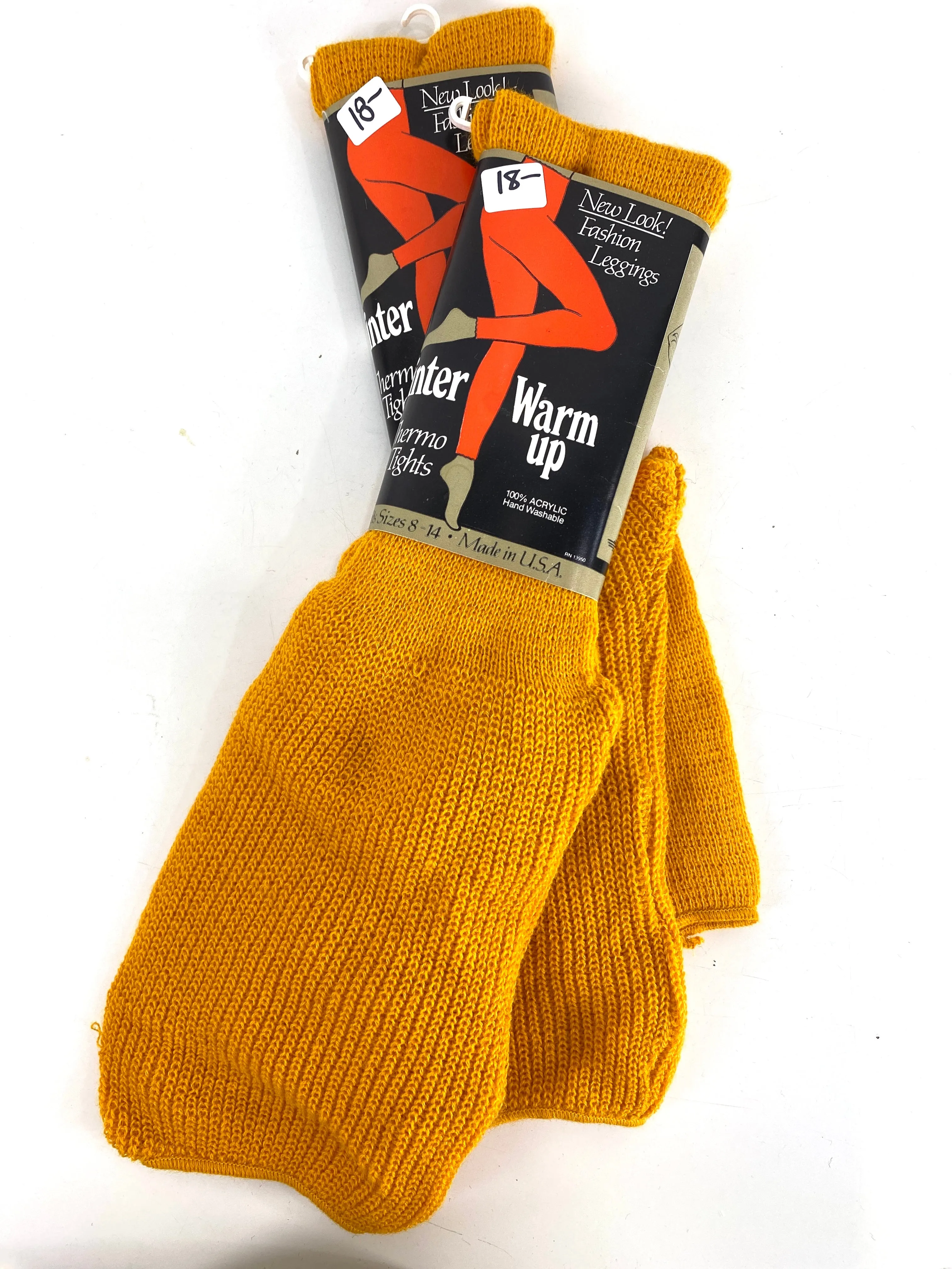 1980s Vintage Deadstock Winter Warm-Up Thermo Tights, Footless Knit Fashion Leggings, NOS