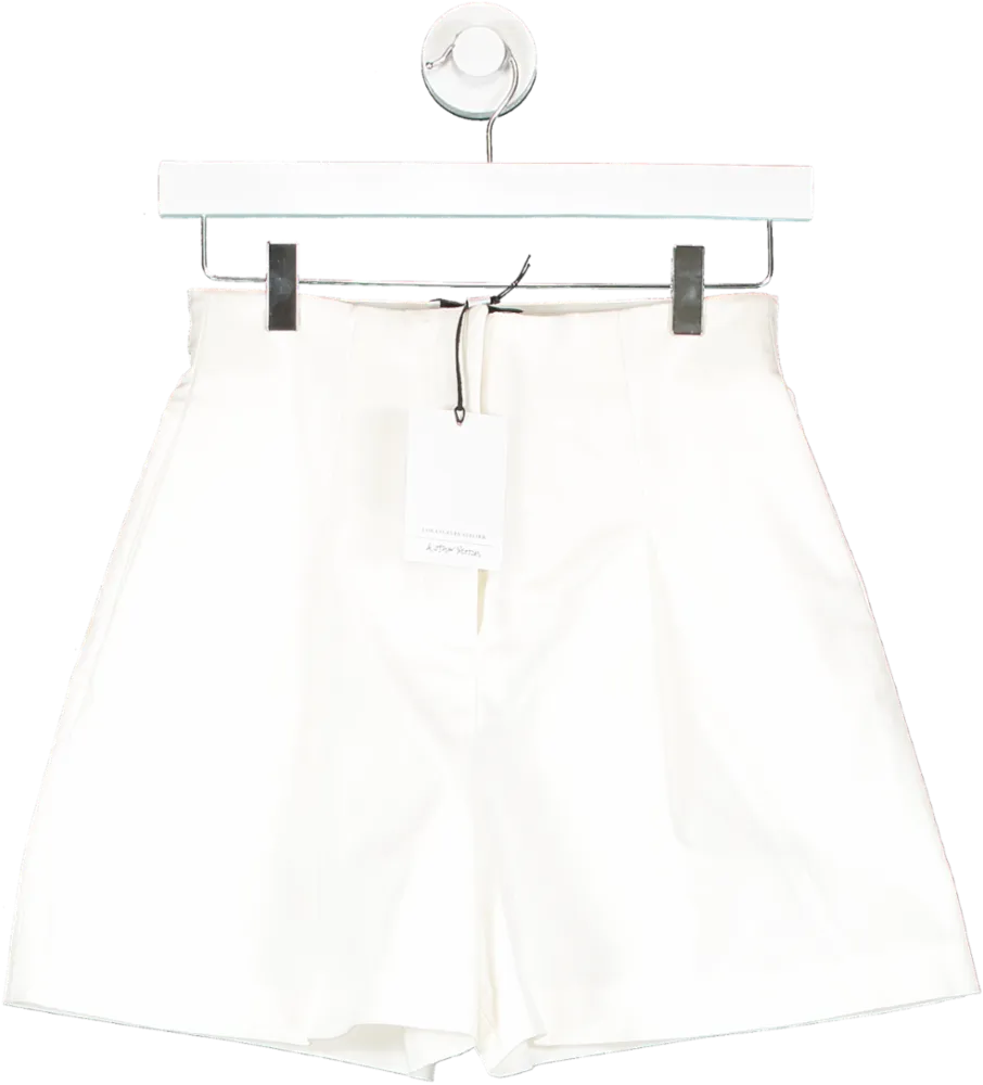 & Other Stories White Cotton High Rise Shorts UK 4