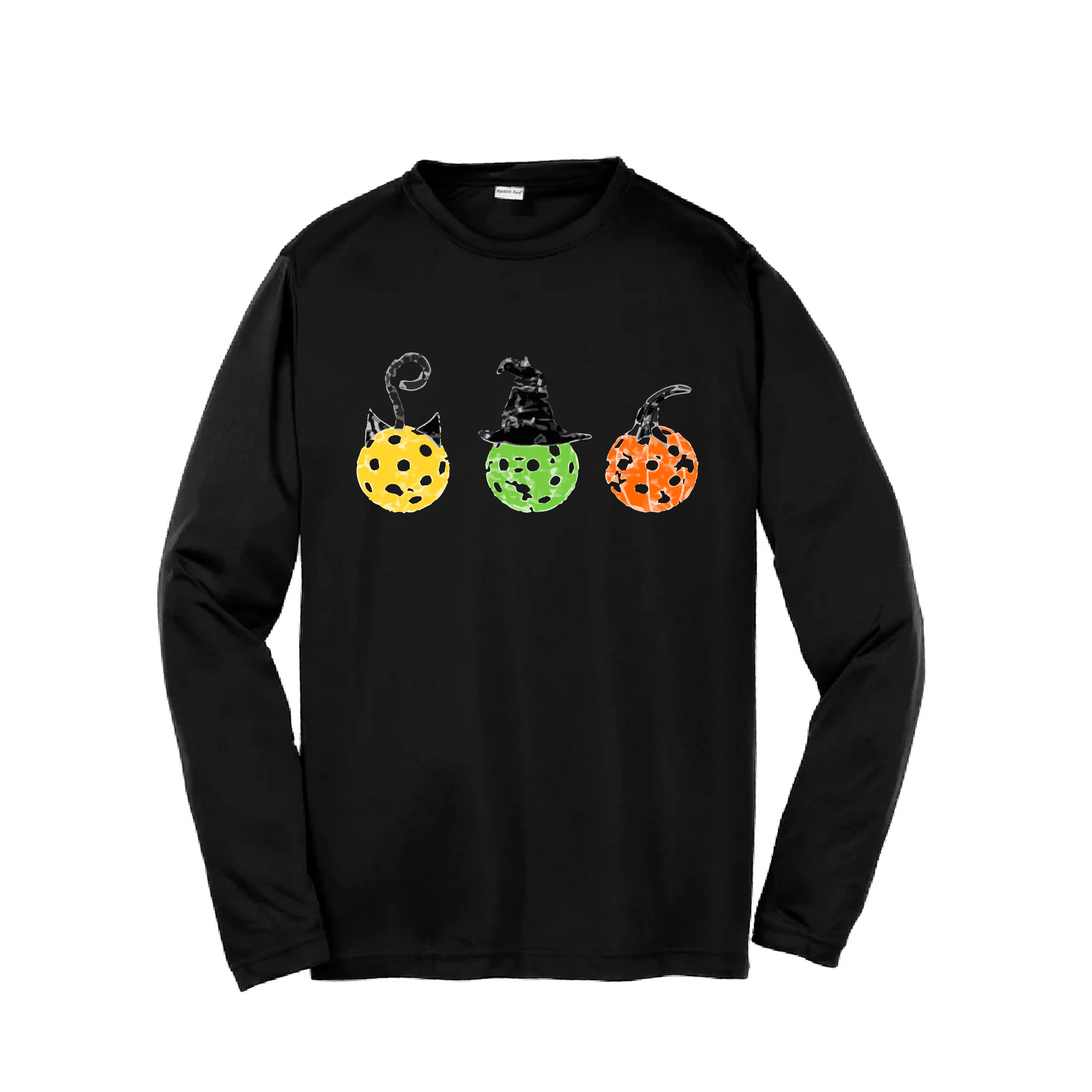 Cat Witch Pumpkin | Youth Long Sleeve Pickleball Shirts | 100% Polyester