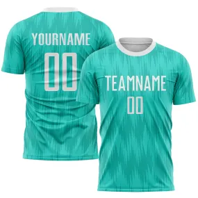 Custom Aqua White Sublimation Soccer Uniform Jersey