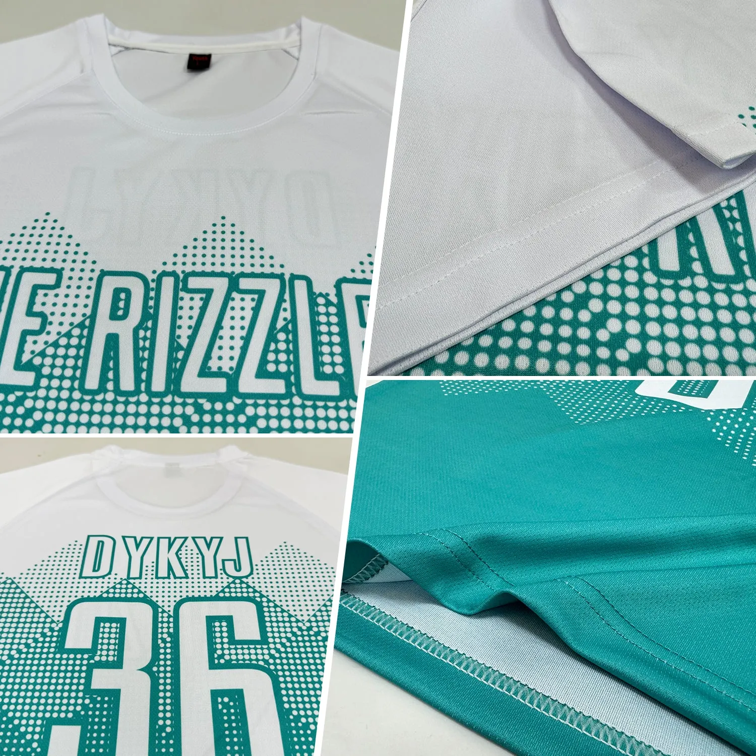 Custom Aqua White Sublimation Soccer Uniform Jersey