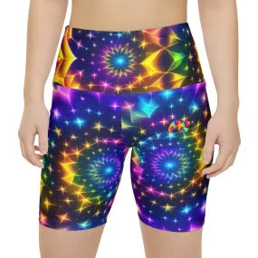 Exotic Neon Rave Yoga Shorts