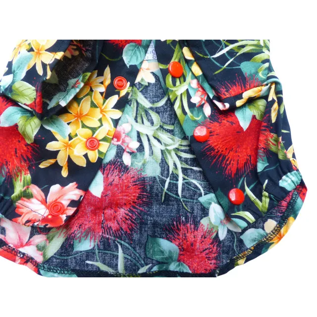 Floral Print Dog's Shirts | Ohia Hawaiian Flower | Black