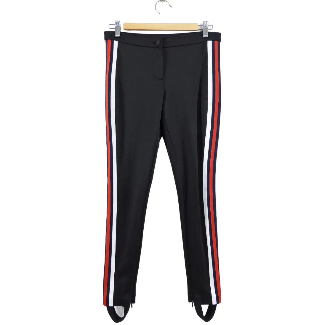 Gucci Black Knit Jersey Stirrup Leggings with Red White Stripe - S