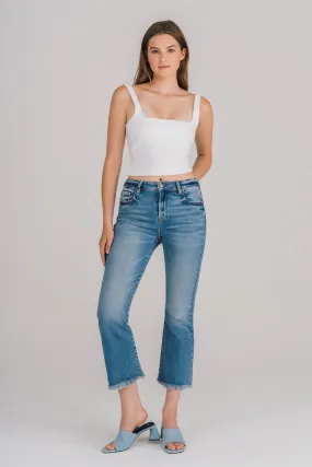 Happi Crop Flare Jean with Fray Hem