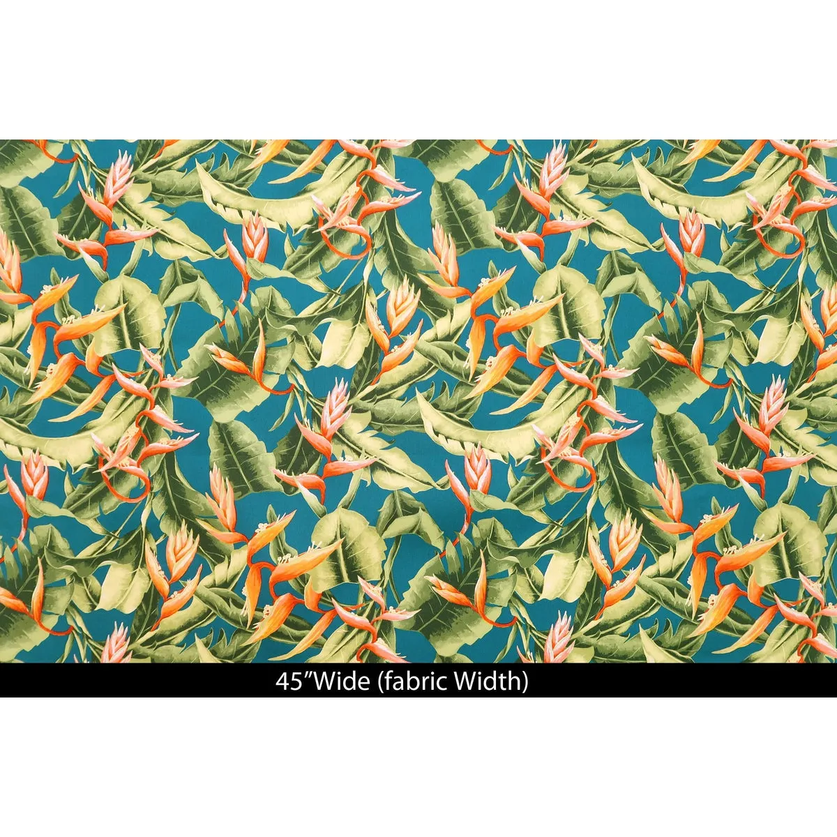 Heliconia Paradise Hawaiian Fabric | Teal BLUE BLU-0021C