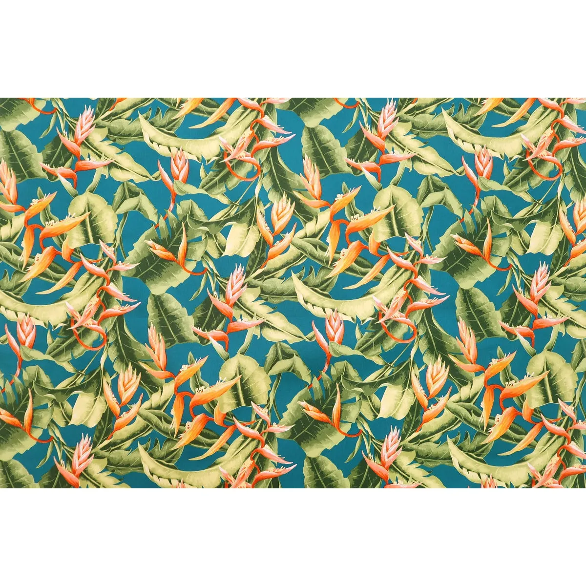 Heliconia Paradise Hawaiian Fabric | Teal BLUE BLU-0021C