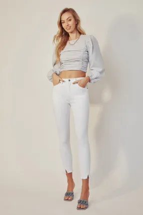 HIGH RISE ANKLE SKINNY WHITE JEANS