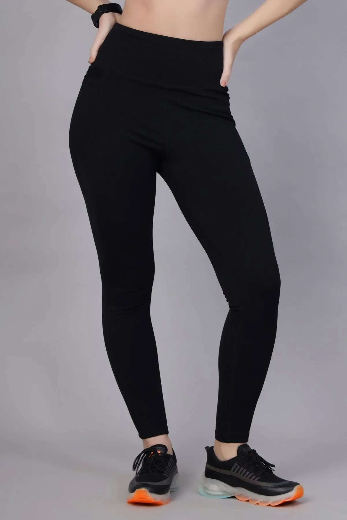 High Waisted Gentle Compression Black Postpartum Leggings