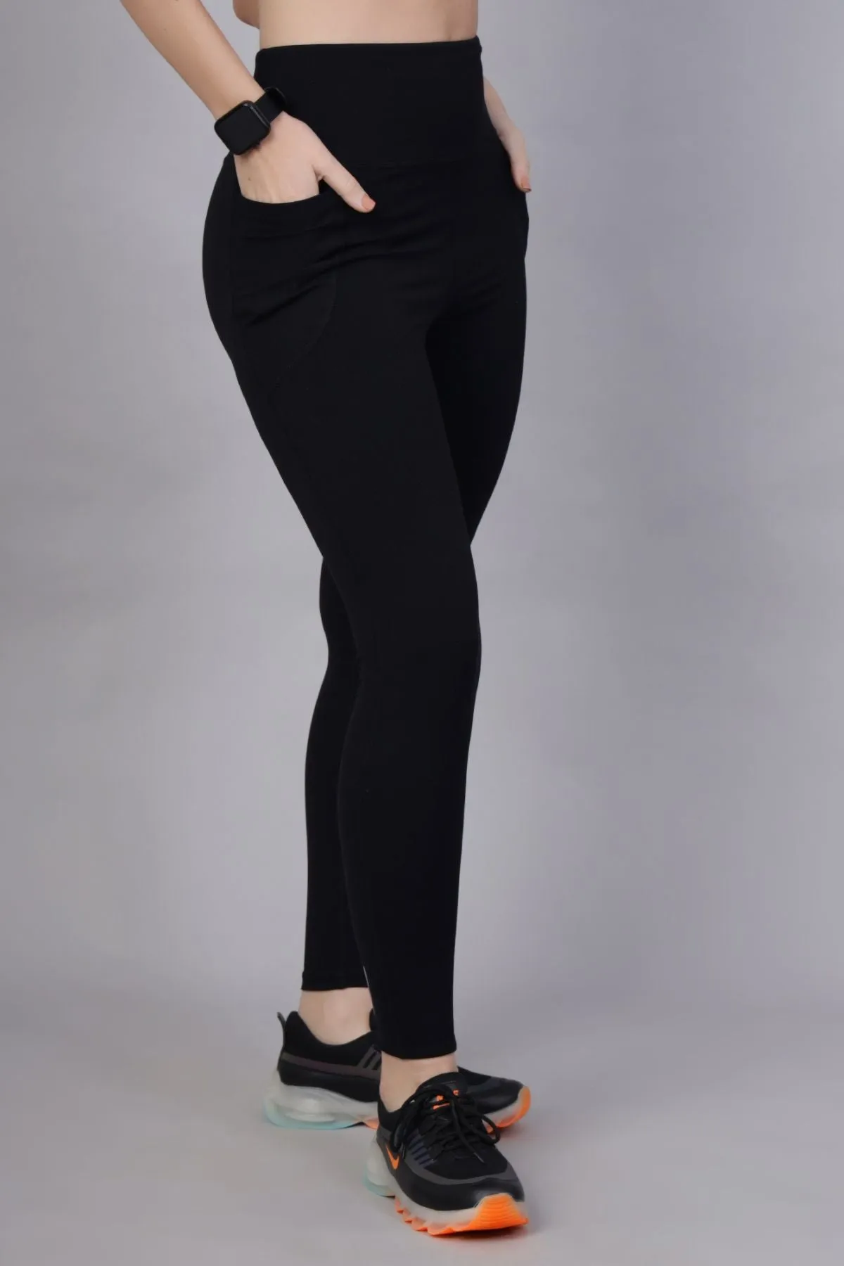 High Waisted Gentle Compression Black Postpartum Leggings