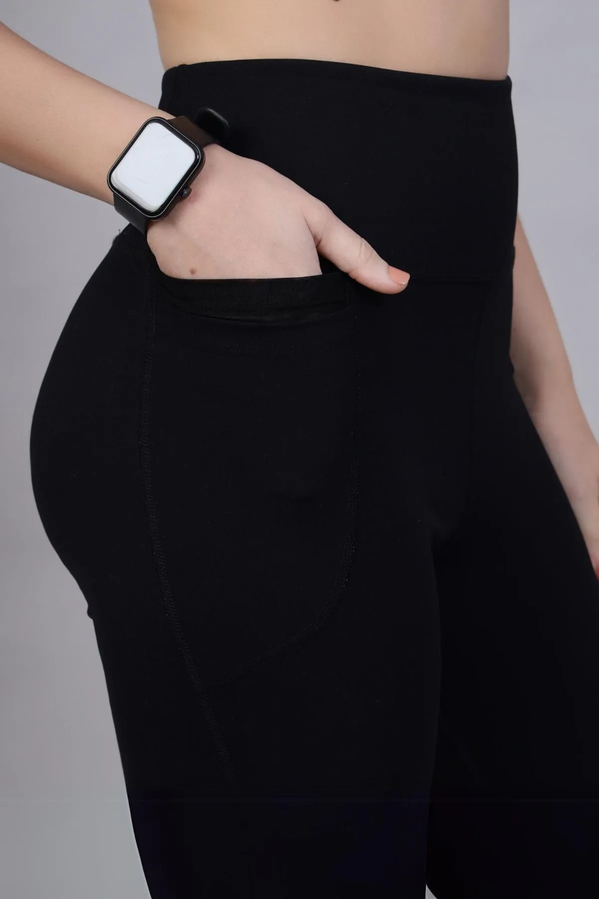 High Waisted Gentle Compression Black Postpartum Leggings