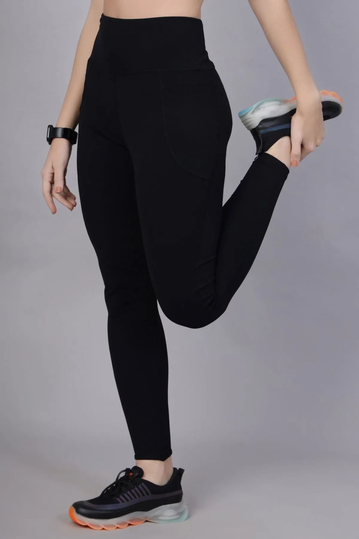 High Waisted Gentle Compression Black Postpartum Leggings