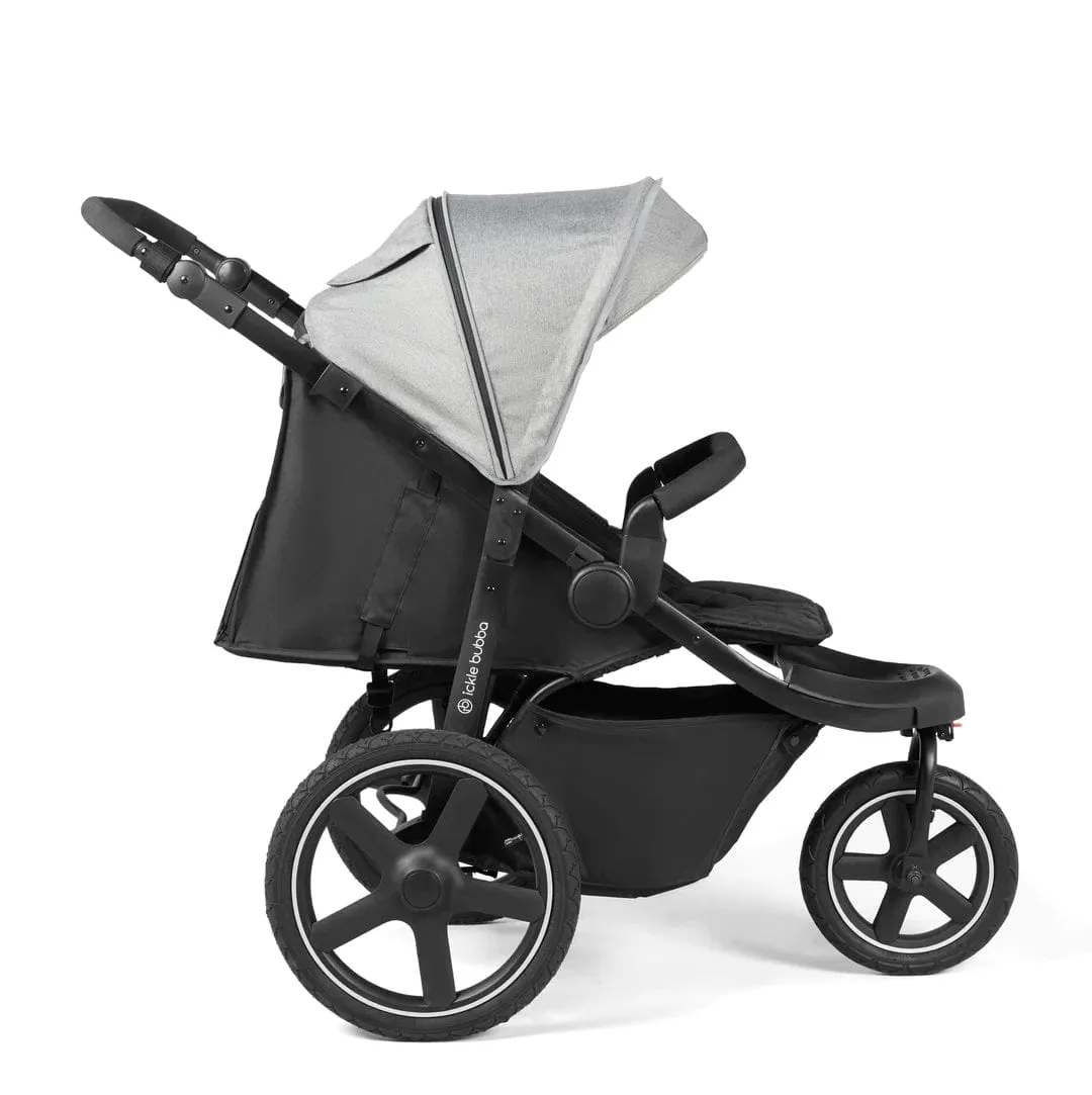 Ickle Bubba Venus Max Jogger Stroller I-Size Travel System with Isofix Base - Black / Space Grey / Black