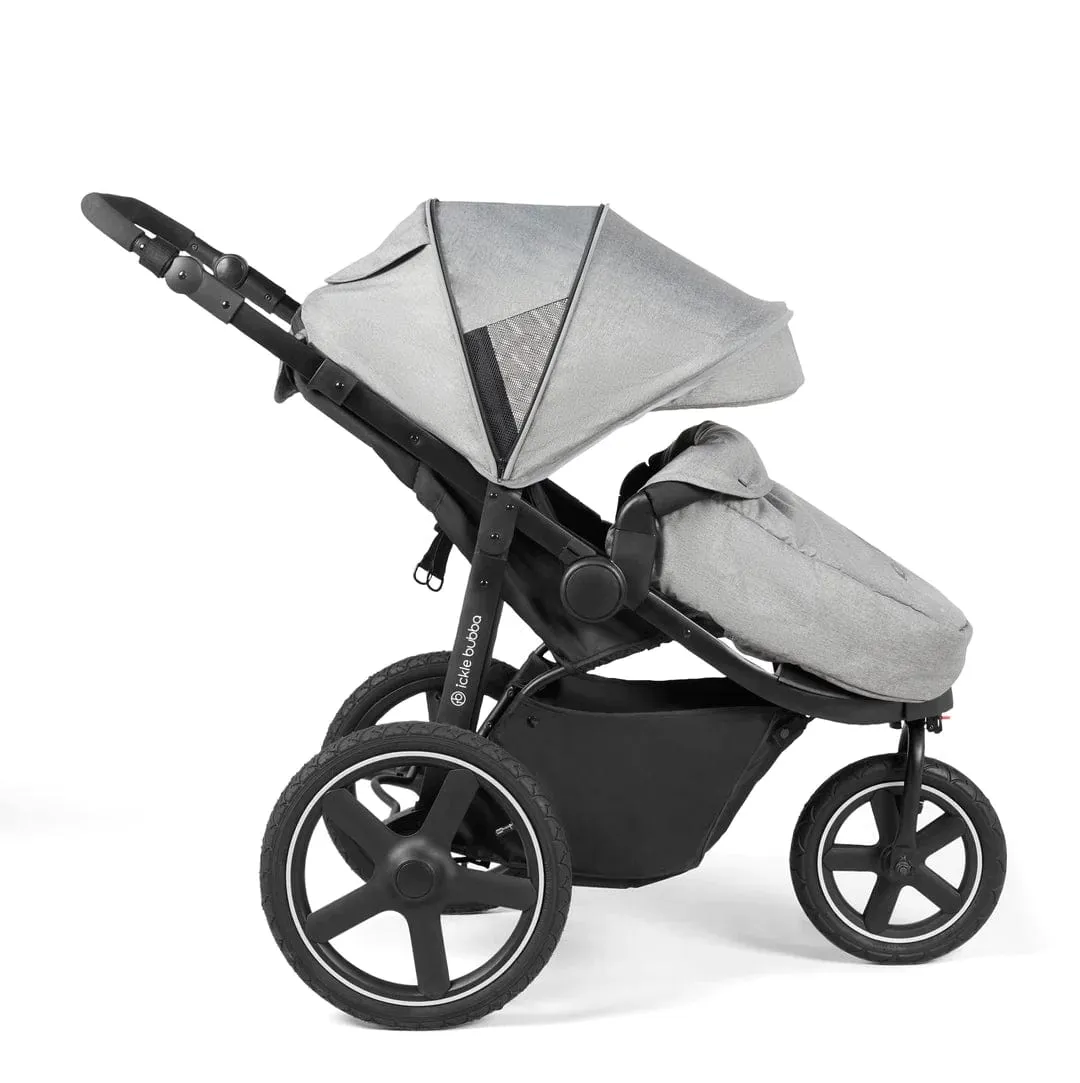 Ickle Bubba Venus Max Jogger Stroller I-Size Travel System with Isofix Base - Black / Space Grey / Black