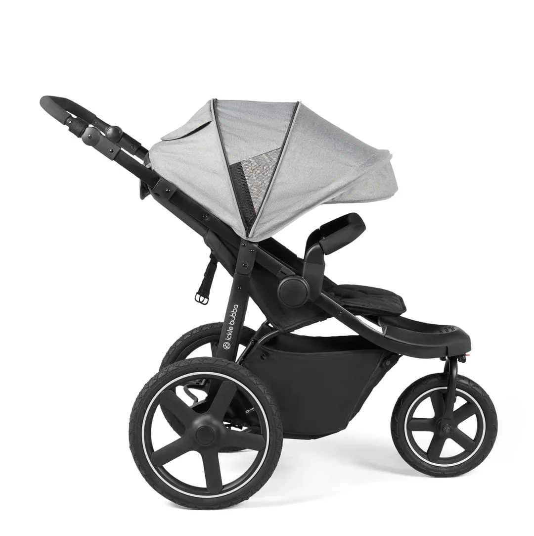 Ickle Bubba Venus Max Jogger Stroller I-Size Travel System with Isofix Base - Black / Space Grey / Black