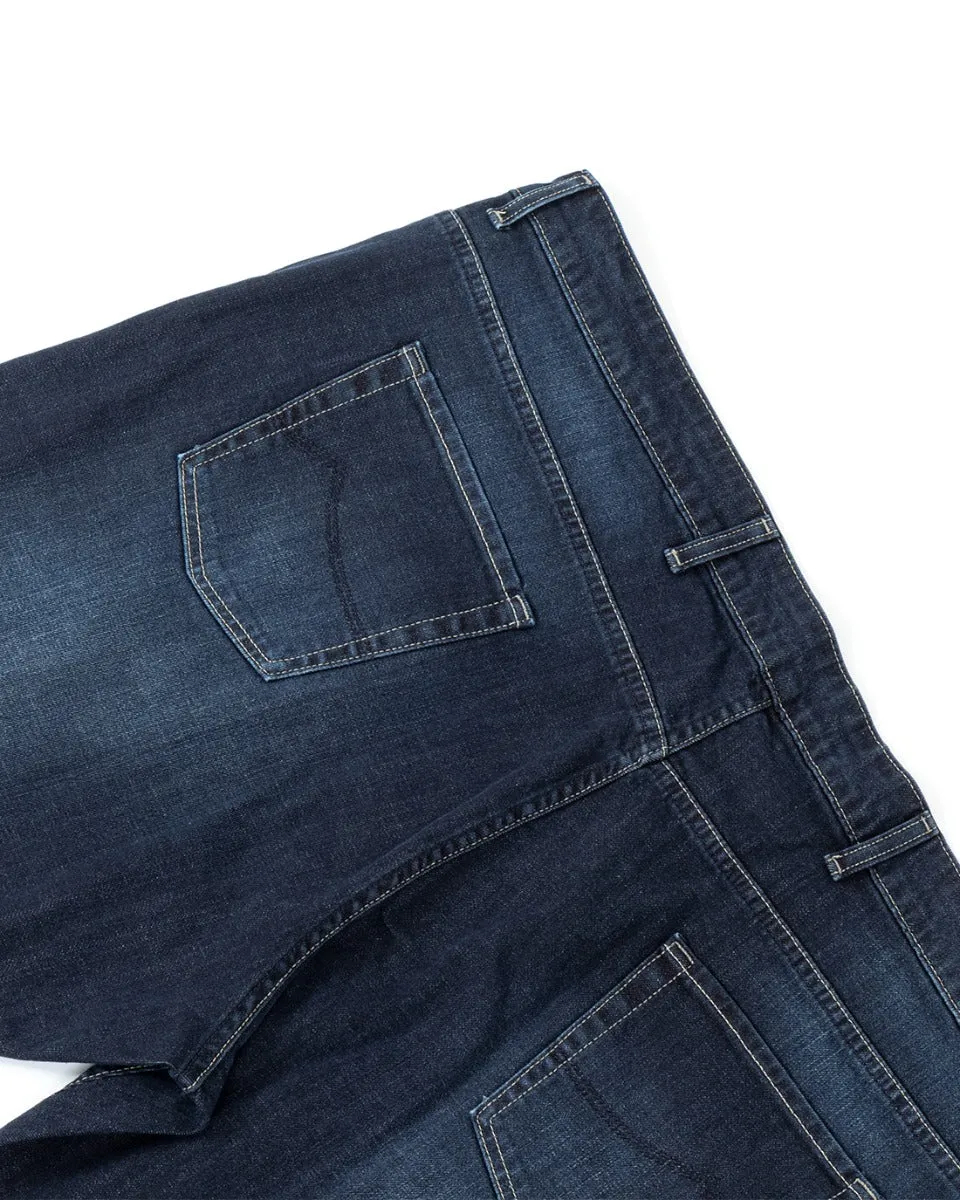 Jeans Uomo Pantaloni Calibrati Denim Scuro Cinque Tasche Taglie Forti Casual GIOSAL-P5821A