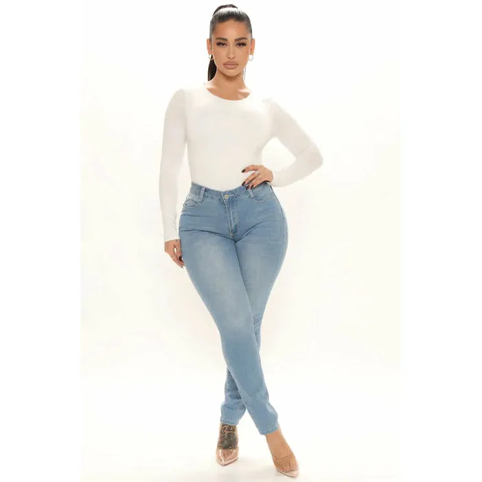 Light blue stretch skinny jeans