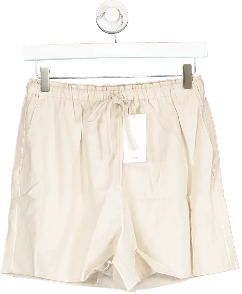 MANGO Beige Elastic Waist Shorts UK XS