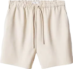 MANGO Beige Elastic Waist Shorts UK XS