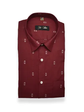 Maroon Color Cotton Butta Shirts For Men's