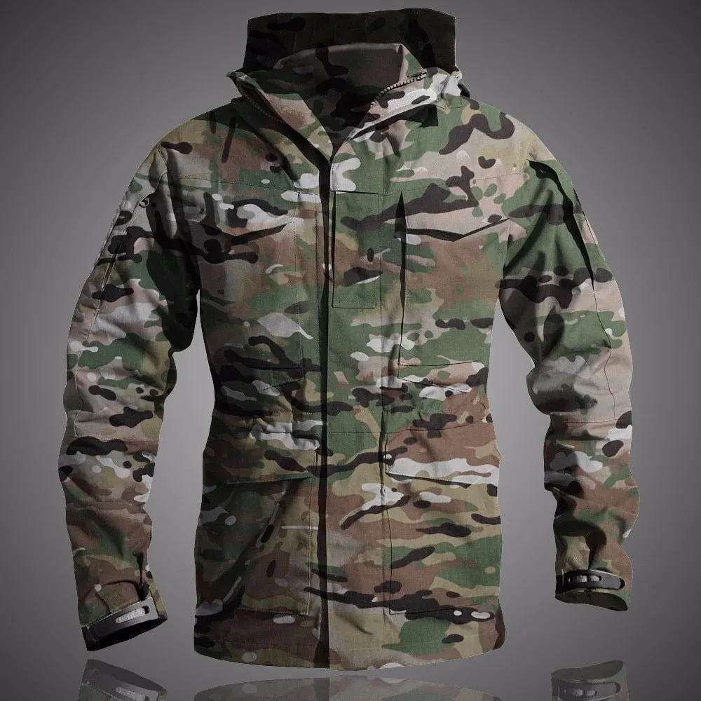 Men's Camo Waterproof Multi-Pocket Outdoor Camping Coat