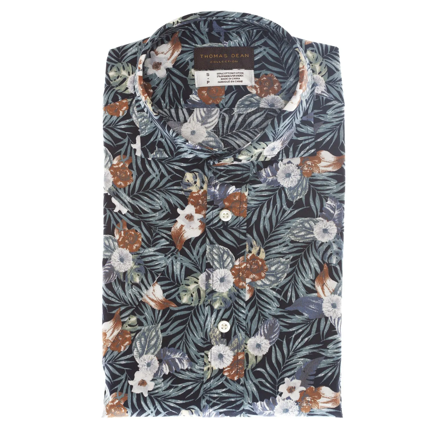 Navy Print Short Sleeve Sport Shirt