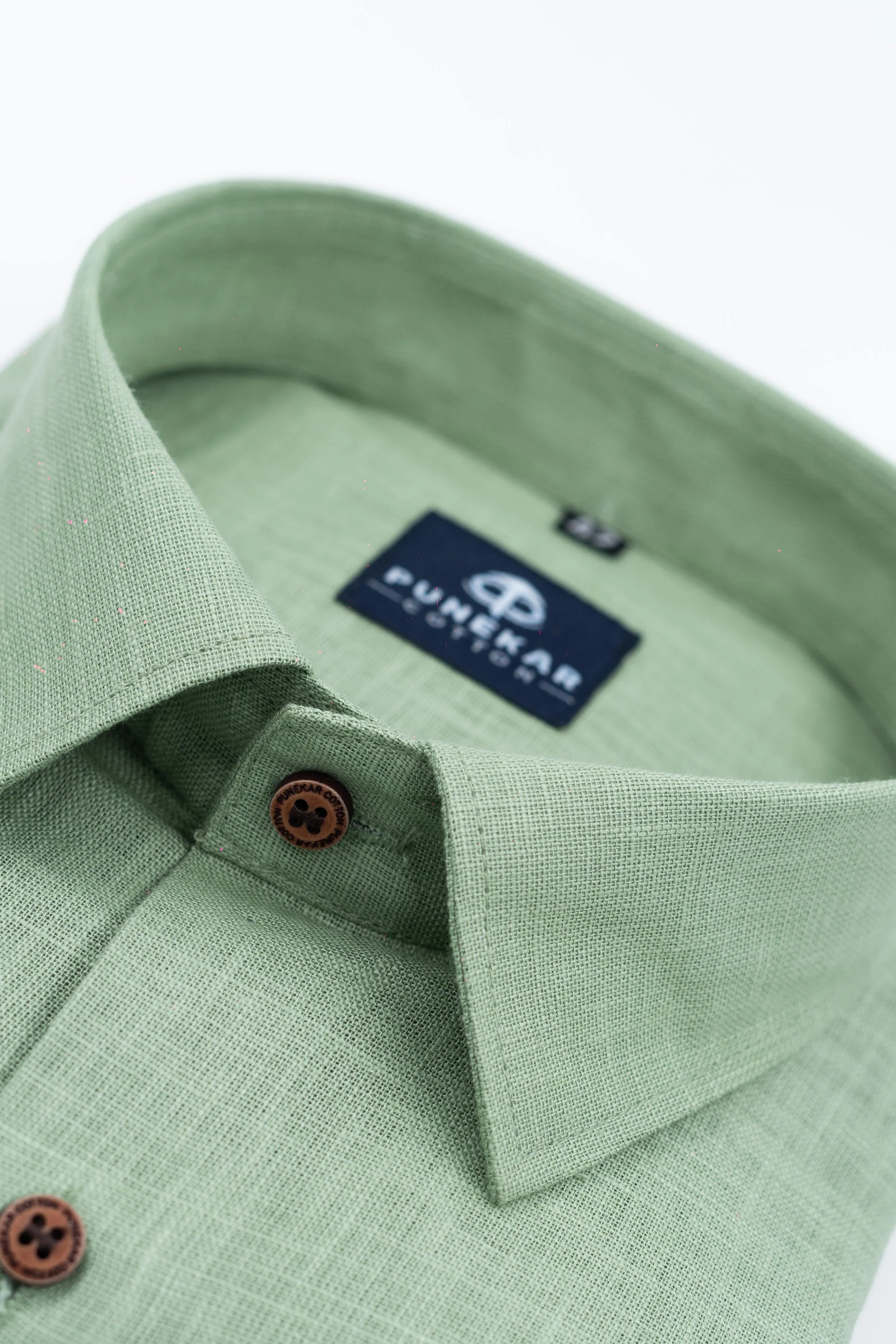 Olive Green Color Linen Formal Shirts For Men