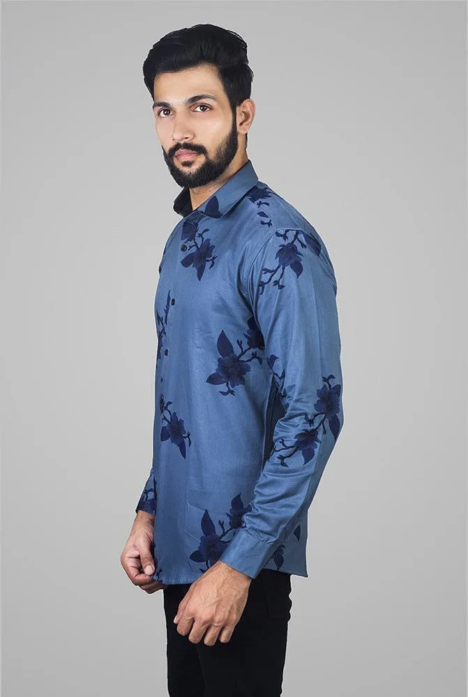 Printed Shirts for Men - Blue Twill Print - Buy Now