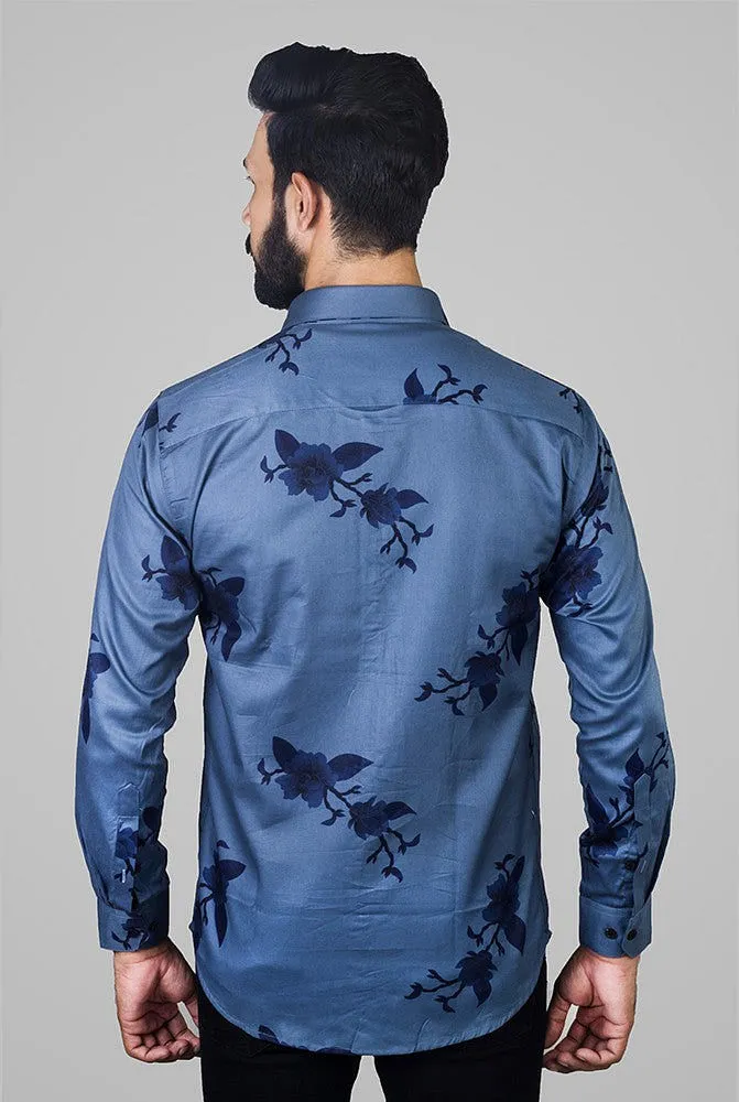 Printed Shirts for Men - Blue Twill Print - Buy Now