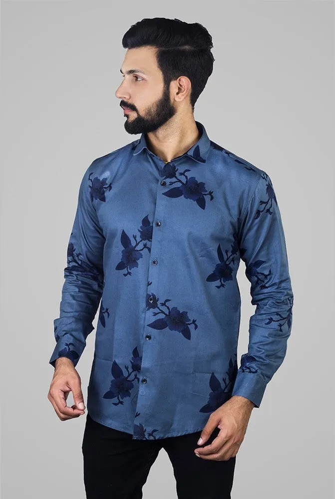 Printed Shirts for Men - Blue Twill Print - Buy Now