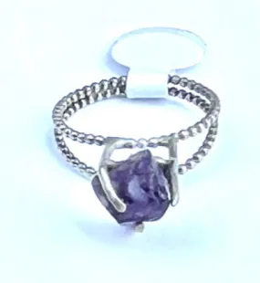 Raw Amethyst Crystal Ring