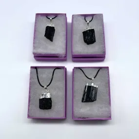 Raw Black Tourmaline Pendants