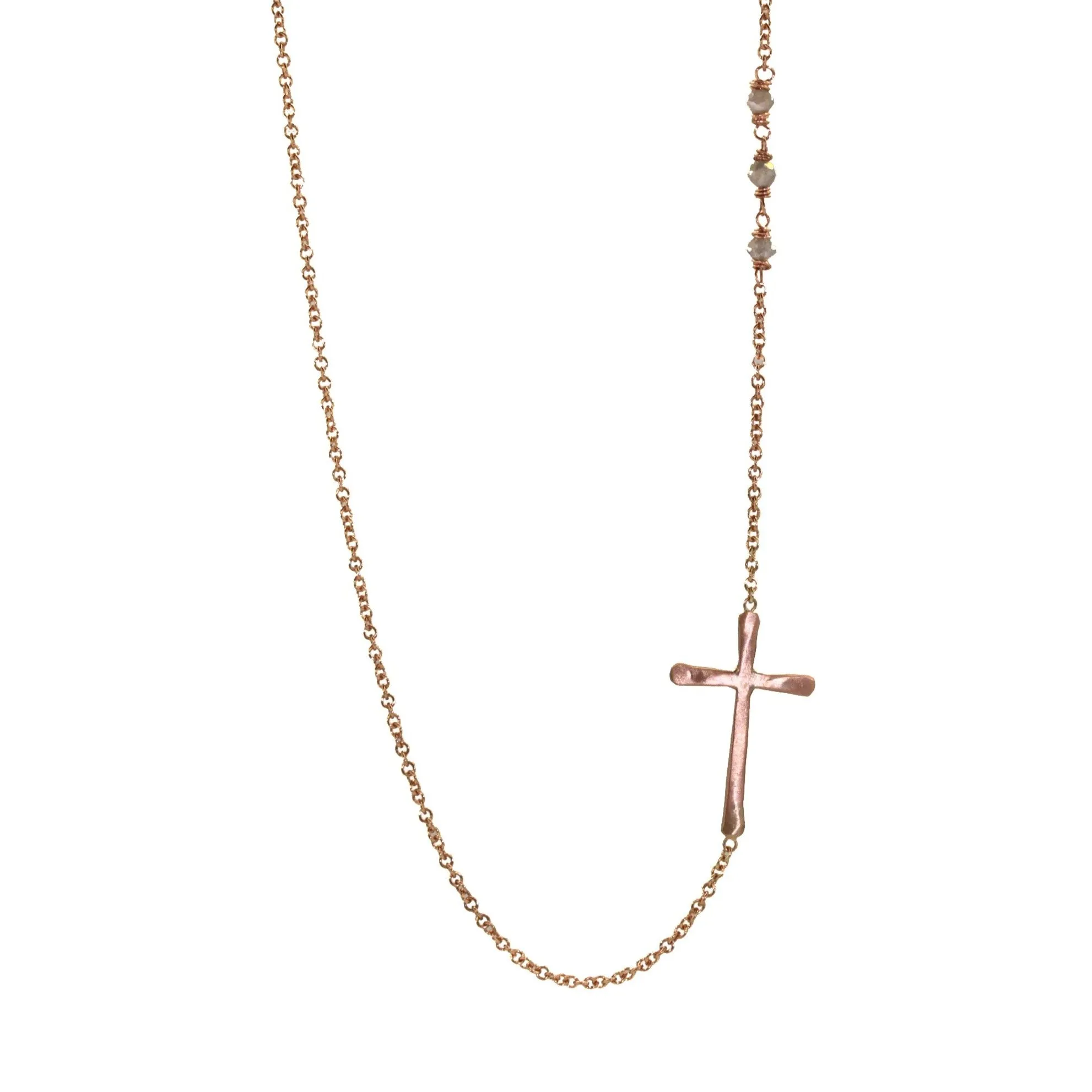 Raw Diamond Sideways Cross Necklace