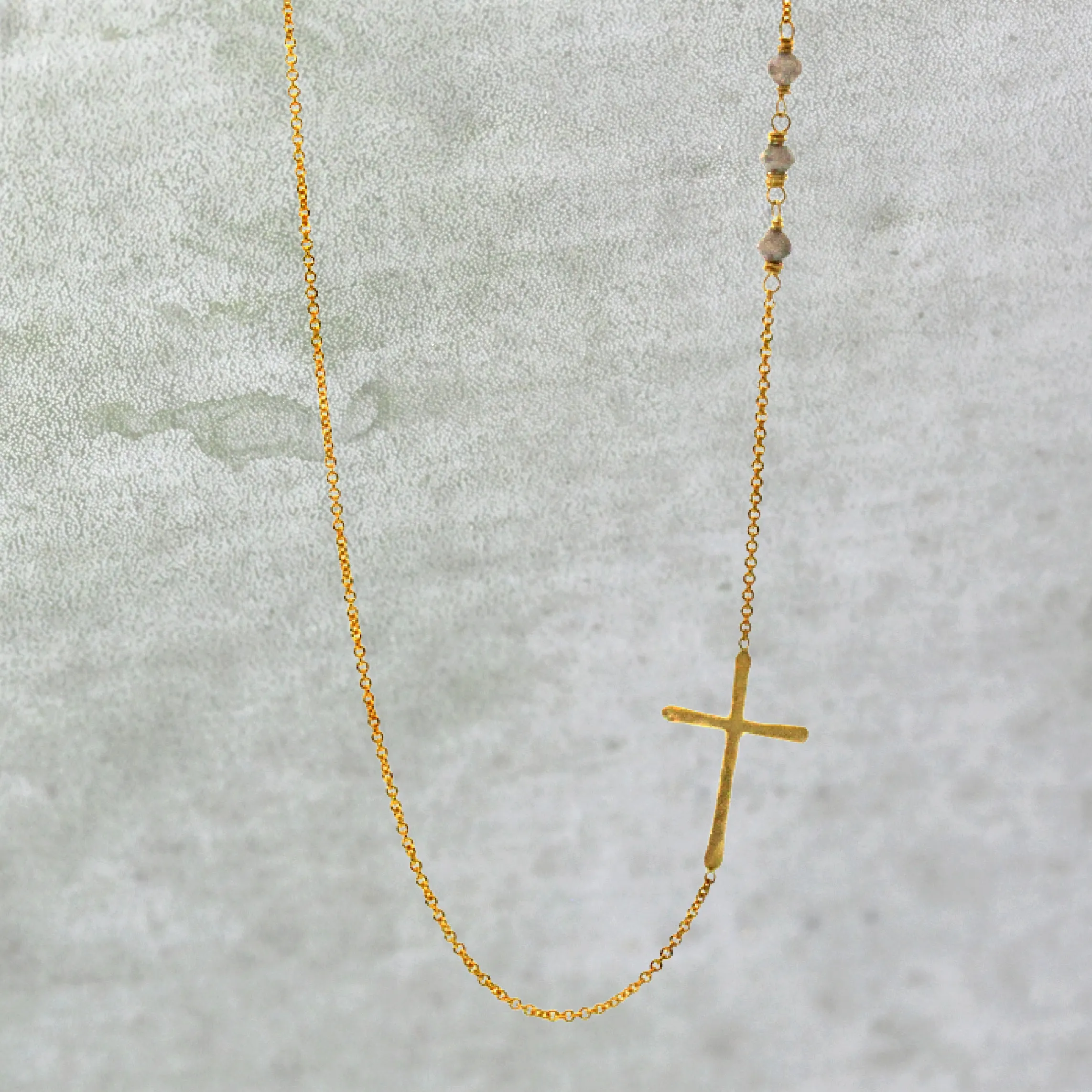 Raw Diamond Sideways Cross Necklace