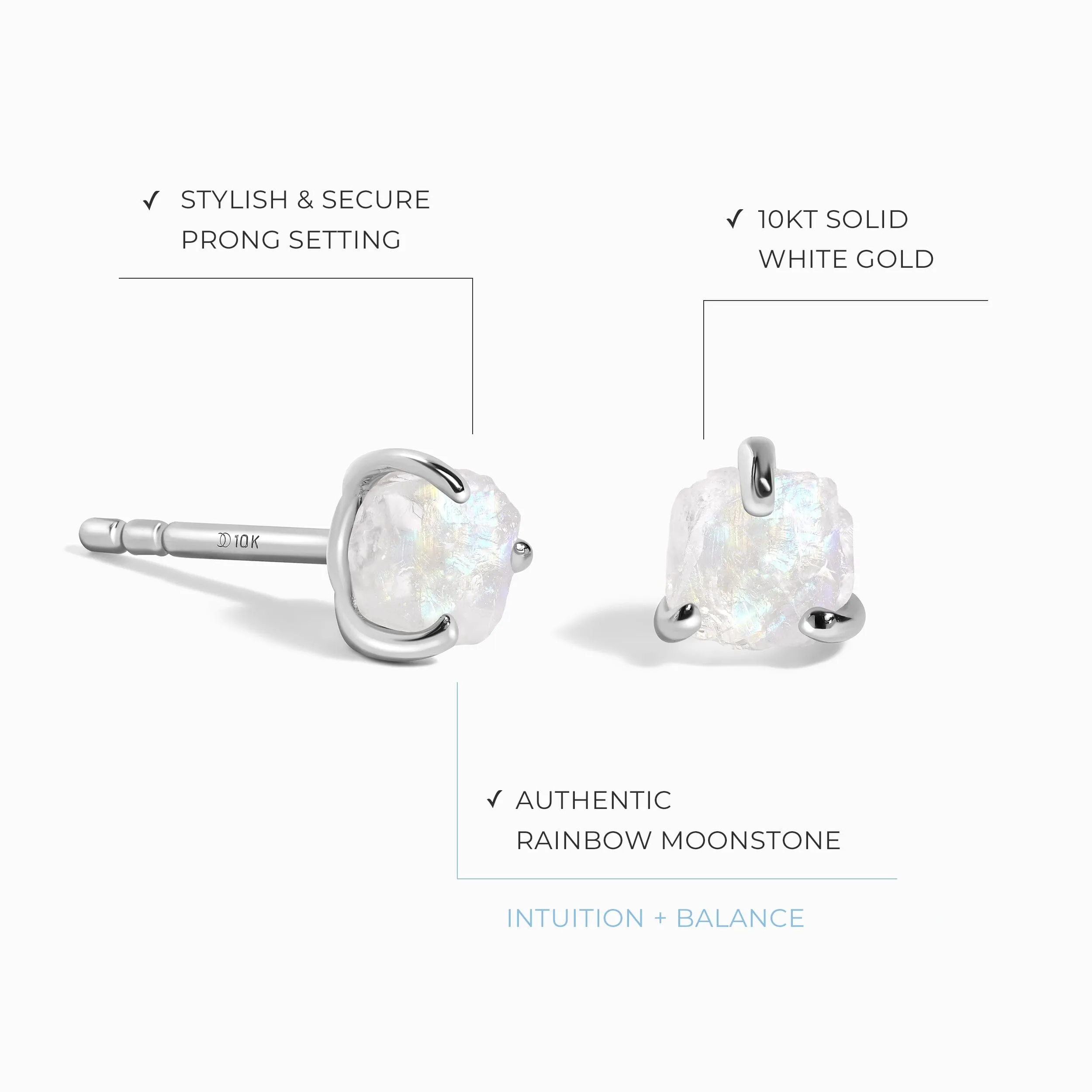 Raw Moonstone Kids Earrings - Unique