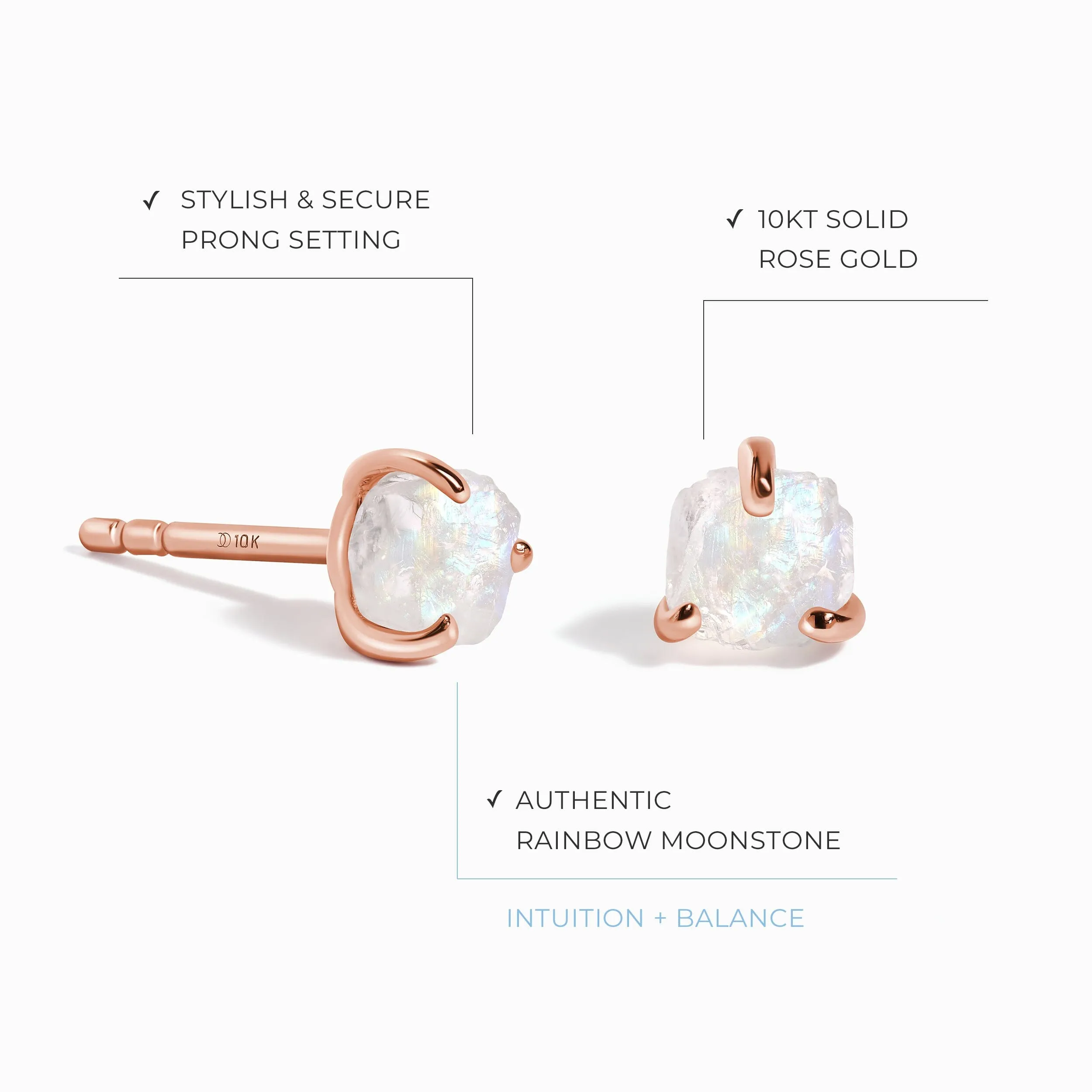 Raw Moonstone Kids Earrings - Unique