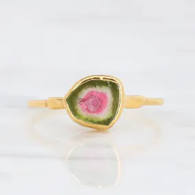 Raw Watermelon Tourmaline Slice Ring