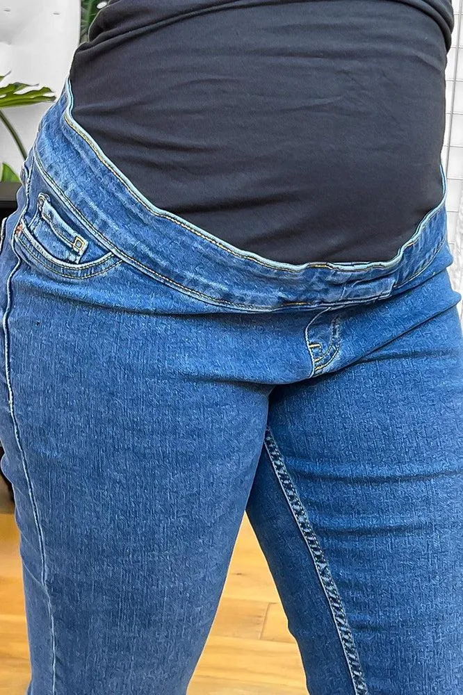 Ripped Knee Bump Cover Maternity Jeans