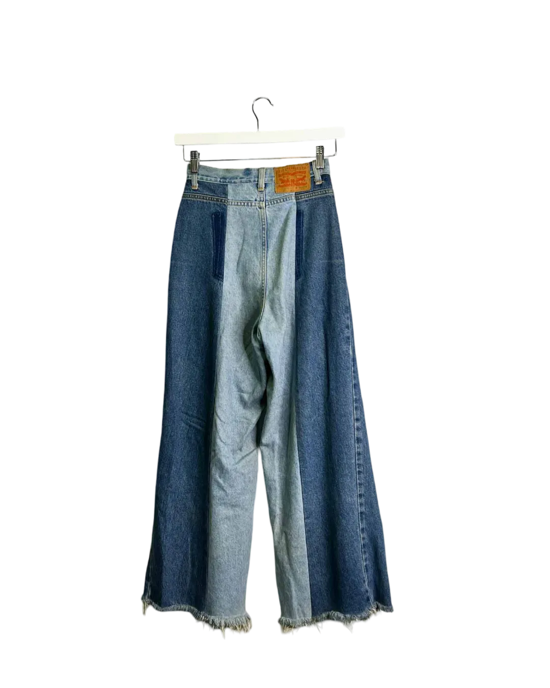 Size XS - Upcycled Handmade Two-Tone Jeans