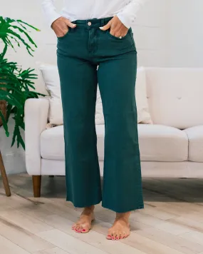 Vervet Skye Wide Leg Non Distressed Crop Jeans - Balsam