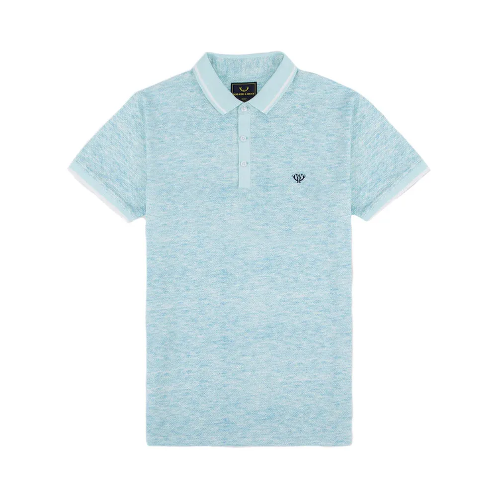 Walker & Hunt Textured Polo | Aqua Blue