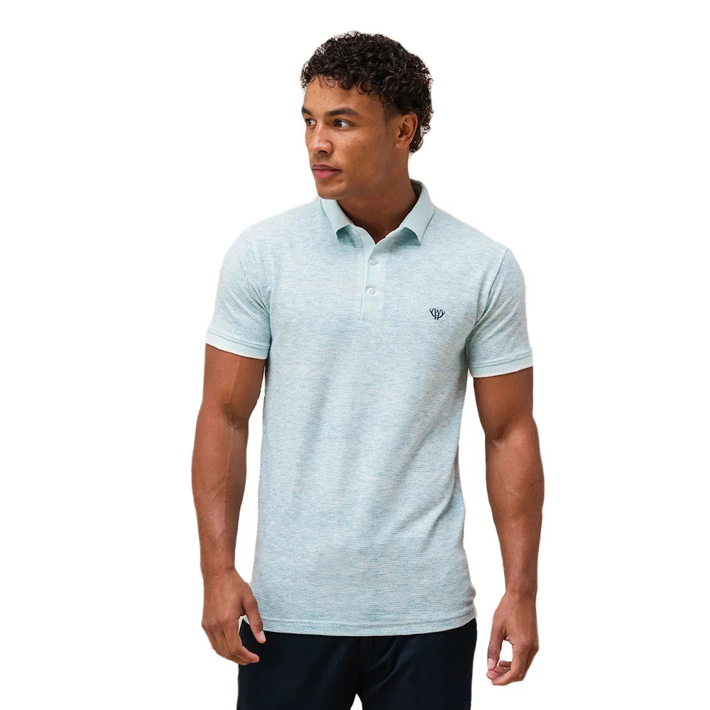 Walker & Hunt Textured Polo | Aqua Blue